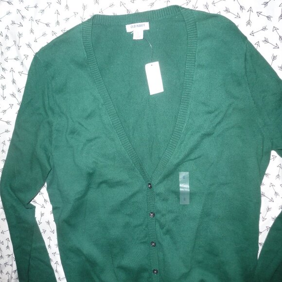 COPY - Soft Old Navy Green Cotton V- Neck Cardigan Sweater Women’s Sz L - Picture 4 of 9
